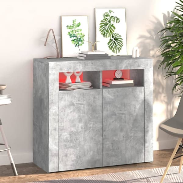 Senkki LED-valoilla betoninharmaa 80x35x75 cm