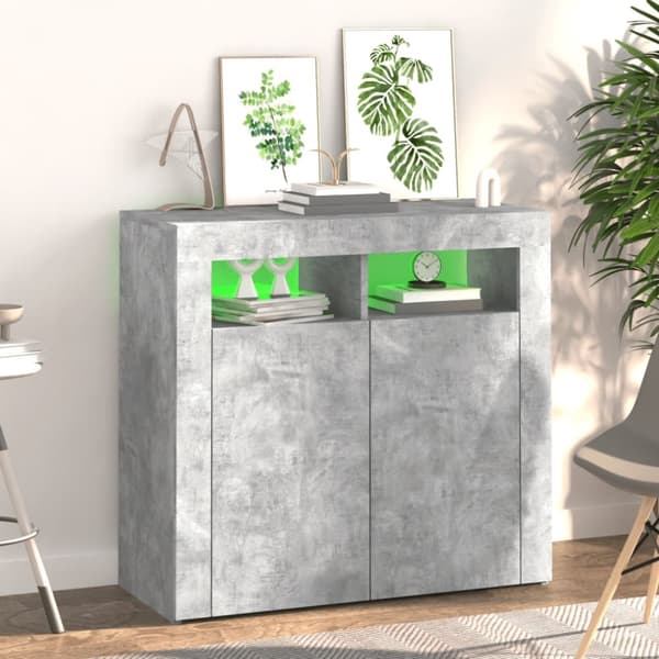 Senkki LED-valoilla betoninharmaa 80x35x75 cm