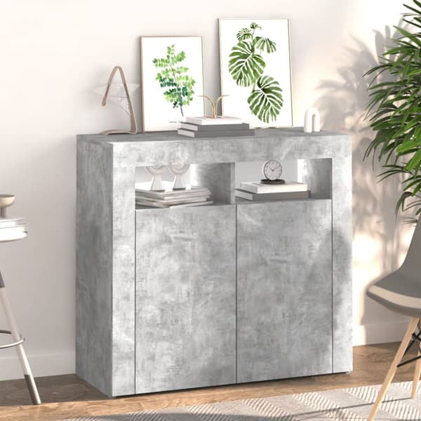 Senkki LED-valoilla betoninharmaa 80x35x75 cm