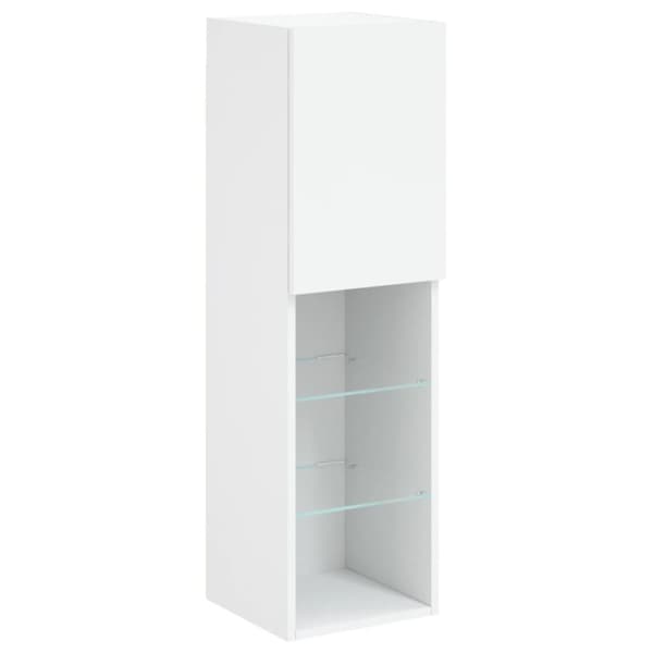 TV-bänk med LED-belysning 2 st vit 30,5x30x102 cm