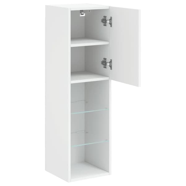 TV-bänk med LED-belysning 2 st vit 30,5x30x102 cm