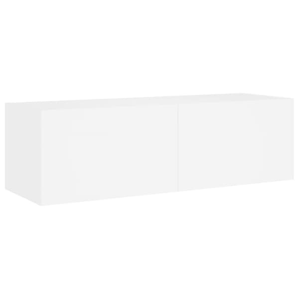 væghængt tv-bord med LED-lys 100x35x31 cm hvid