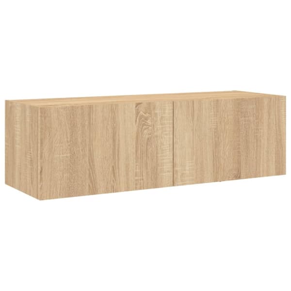 væghængt tv-bord med LED-lys 100x35x31 cmsonoma-eg