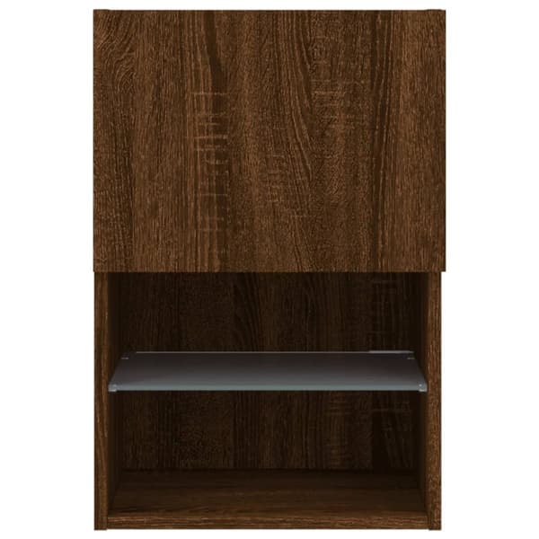 Tv-bänk med LED-belysning 2 st brun ek 40,5x30x60 cm