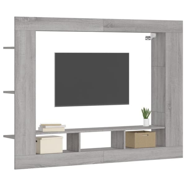 tv-møbel 152x22x113 cm konstrueret træ grå sonoma-eg