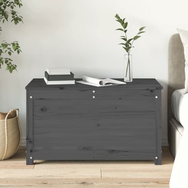 opbevaringskasse 80x40x45,5 cm massivt fyrretræ grå