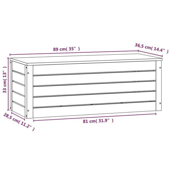 opbevaringskasse 89x36,5x33 cm massivt fyrretræ
