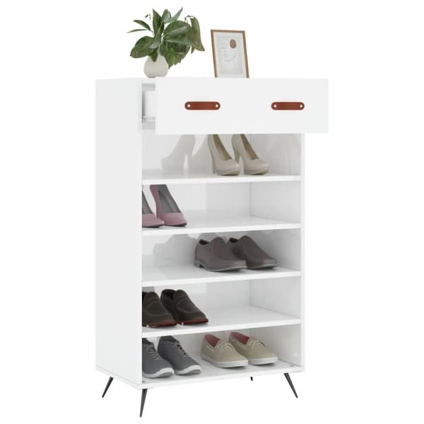 skoreol 60x35x105 cm konstrueret træ hvid højglans