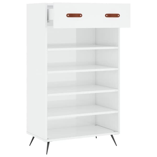 skoreol 60x35x105 cm konstrueret træ hvid højglans