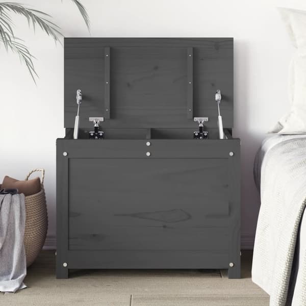 opbevaringskasse 60x32x45,5 cm massivt fyrretræ grå