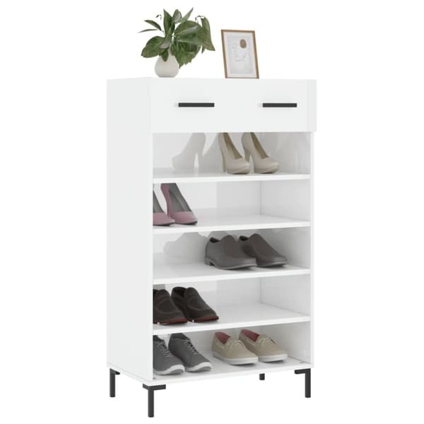 skoreol 60x35x105 cm konstrueret træ hvid højglans