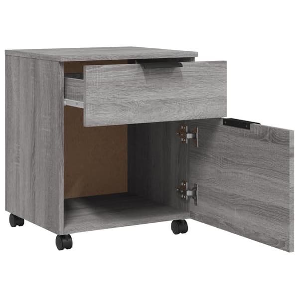 arkivskab med hjul 45x38x54 cm konstrueret træ grå sonoma-eg