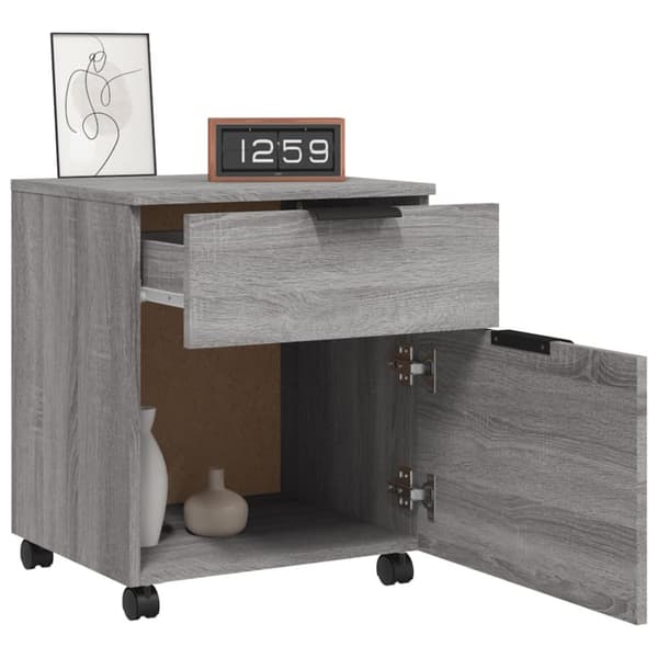 arkivskab med hjul 45x38x54 cm konstrueret træ grå sonoma-eg