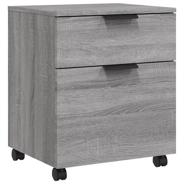 arkivskab med hjul 45x38x54 cm konstrueret træ grå sonoma-eg
