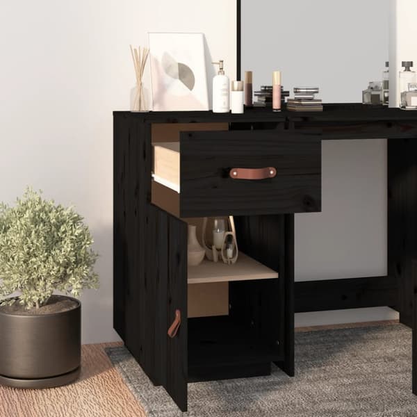 skrivebordsskab 40x50x75 cm massivt fyrretræ sort