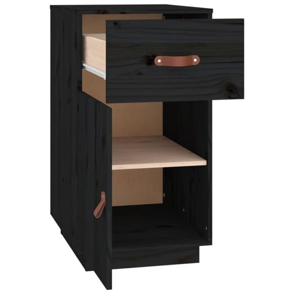 skrivebordsskab 40x50x75 cm massivt fyrretræ sort