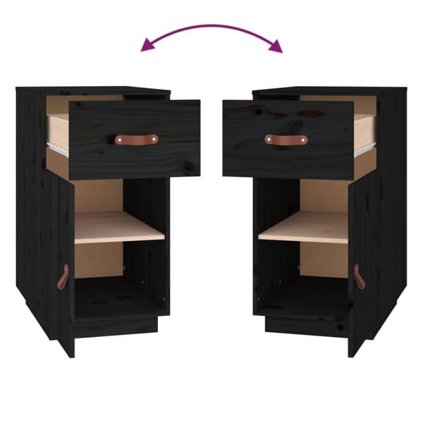 skrivebordsskab 40x50x75 cm massivt fyrretræ sort