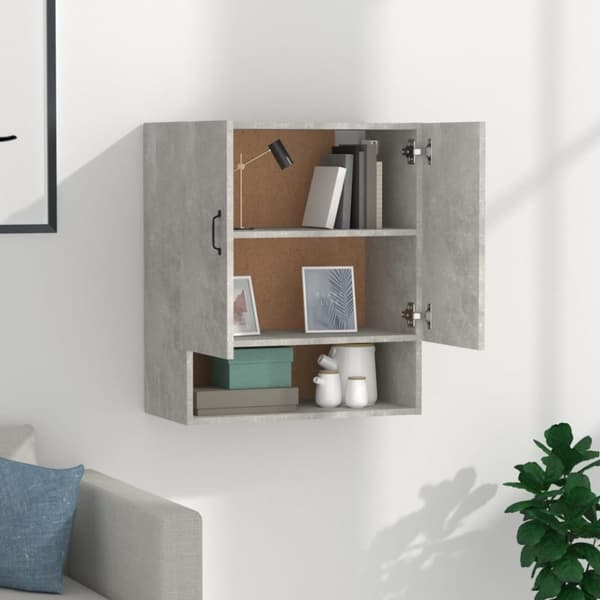 Väggskåp betonggrå 60x31x70 cm konstruerat trä