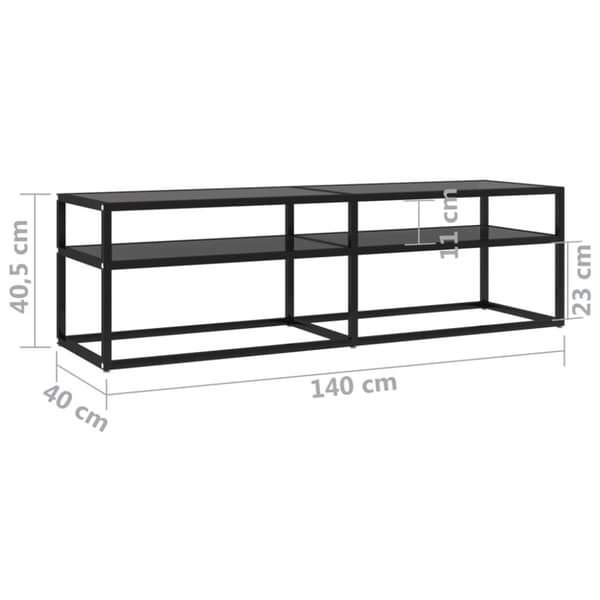 tv-bord 140x40x40,5 cm hærdet glas sort