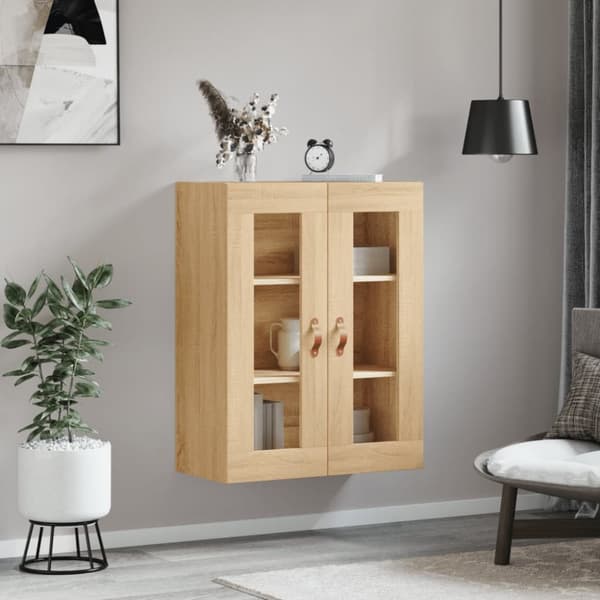væghængt skab 69,5x34x90 cm konstrueret træ sonoma-eg
