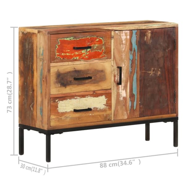 skænk 88x30x73 cm massivt genbrugstræ