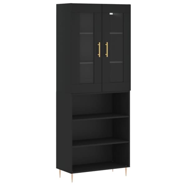 højskab 69,5x34x180 cm konstrueret træ sort