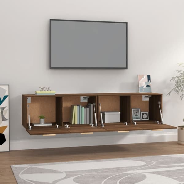 vægskabe 2 stk. 80x35x36,5 cm konstrueret træ brun egetræ