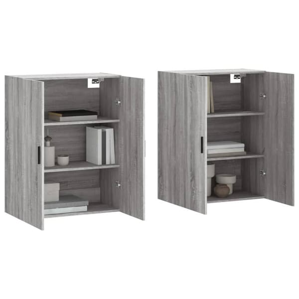 Seinäkiinnitettävät kaapit 2 kpl harmaa Sonoma 69,5x34x90 cm