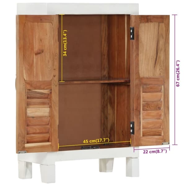 skab 55x30x90 cm massivt akacietræ hvid
