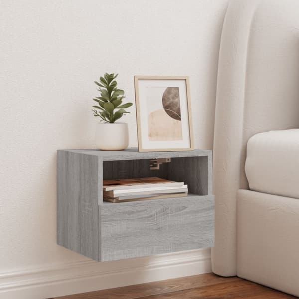 væghængt tv-bord 40x30x30 cm konstrueret træ grå sonoma-eg