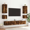 Miniatyrbillede 5 af 10: væghængte tv-borde 2 stk. med LED-lys 40,5x35x40 cm røget eg