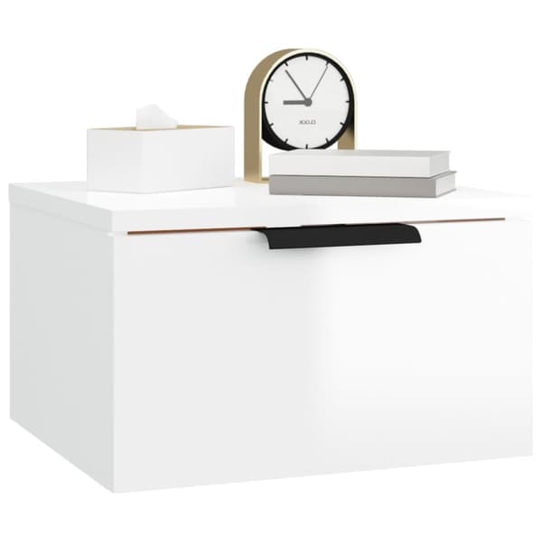 væghængte sengeborde 2 stk. 34x30x20 cm hvid højglans