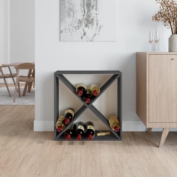 vinreol 62x25x62 cm massivt fyrretræ grå