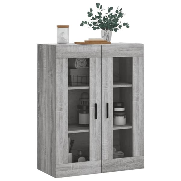 væghængt skab 69,5x34x90 cm konstrueret træ grå sonoma-eg