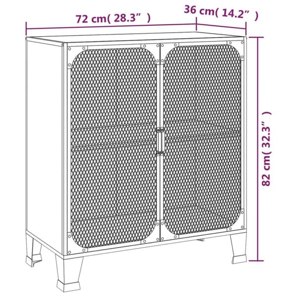 opbevaringsskabe 2 stk. 72x36x82 cm metal og MDF grå