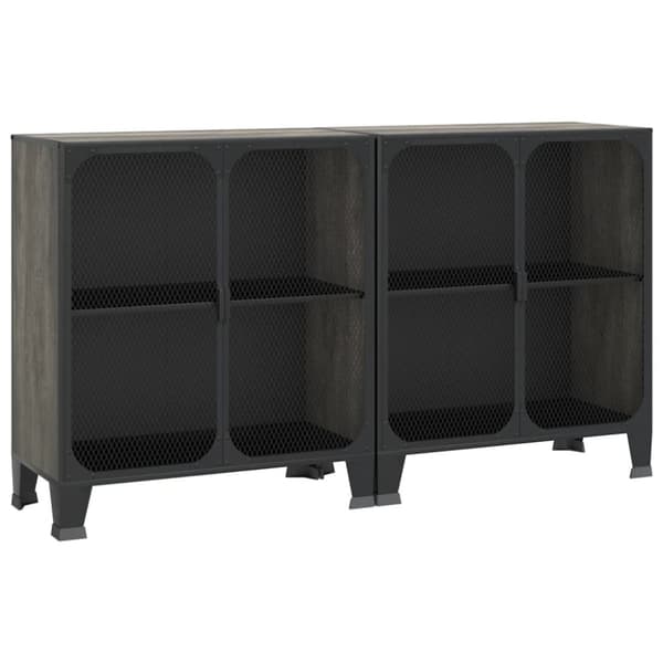 opbevaringsskabe 2 stk. 72x36x82 cm metal og MDF grå