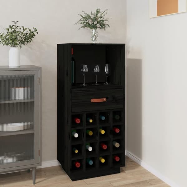 Viinikaappi musta 45x34x100 cm täysi mänty