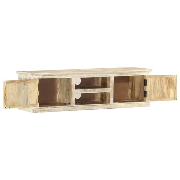 tv-skab 130x30x36 cm massivt mangotræ hvid