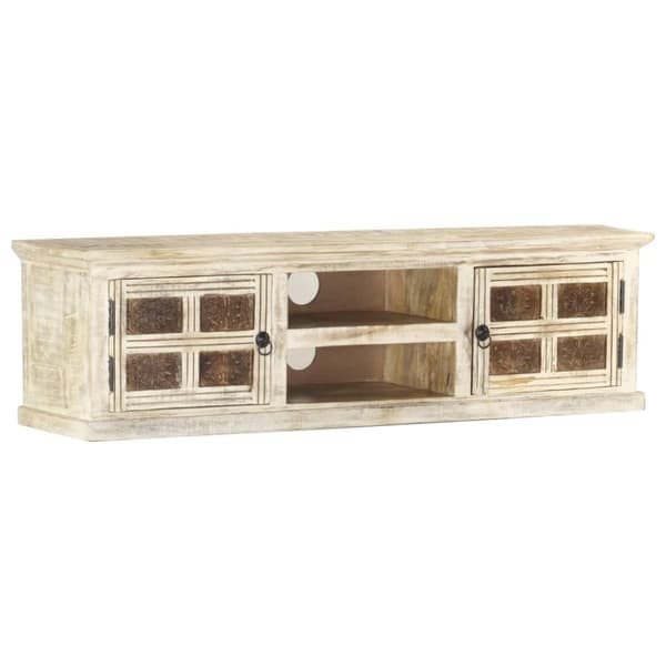 tv-skab 130x30x36 cm massivt mangotræ hvid