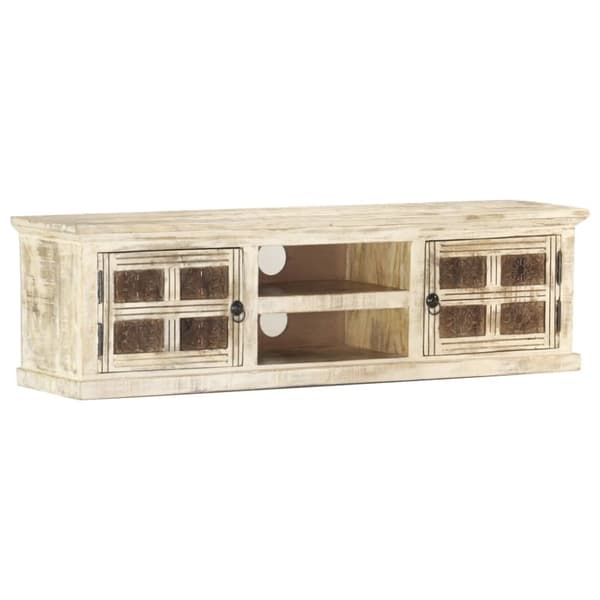 tv-skab 130x30x36 cm massivt mangotræ hvid