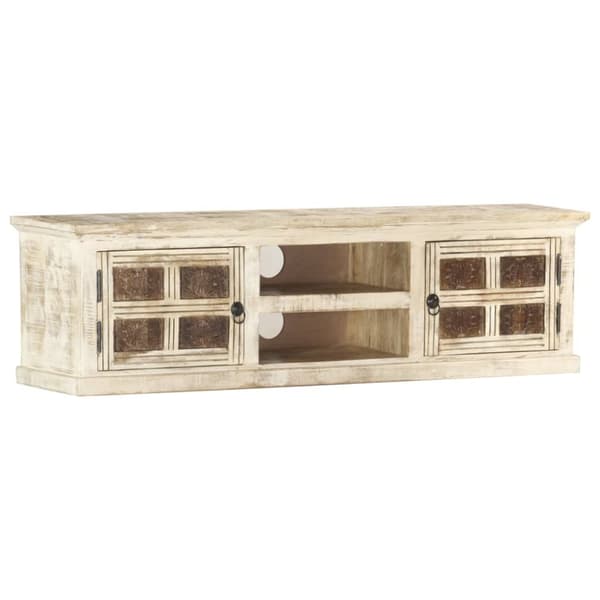 tv-skab 130x30x36 cm massivt mangotræ hvid