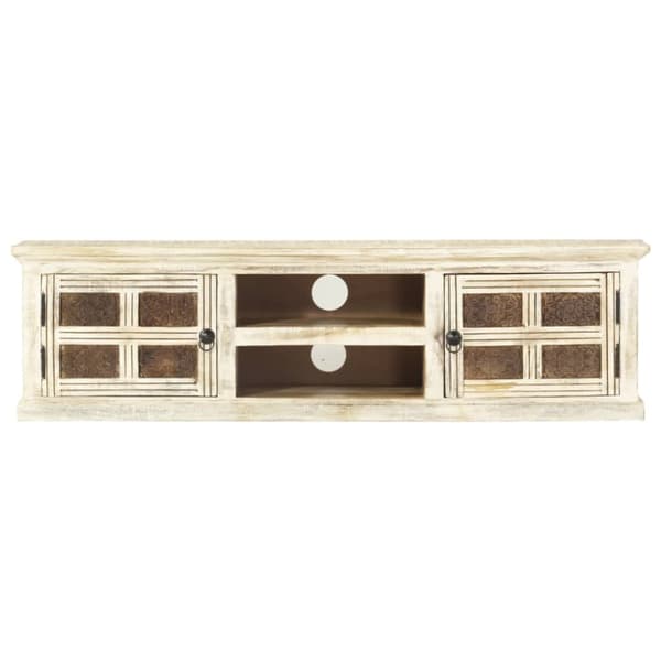 tv-skab 130x30x36 cm massivt mangotræ hvid