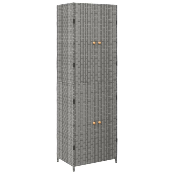 opbevaringsskab til haven 59x40x180 cm polyrattan grå
