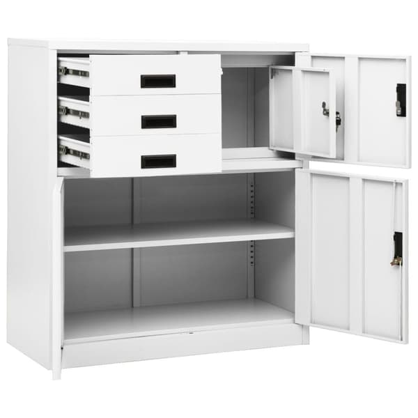 Dokumentskåp vit 90x40x102 cm stål
