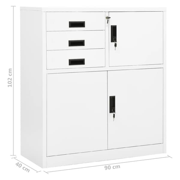 Dokumentskåp vit 90x40x102 cm stål