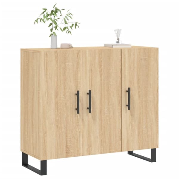 skab 90x34x80 cm konstrueret træ røget egetræsfarve