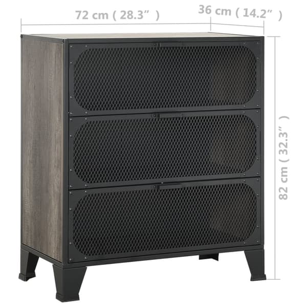opbevaringsskab 72x36x82 cm metal og MDF grå