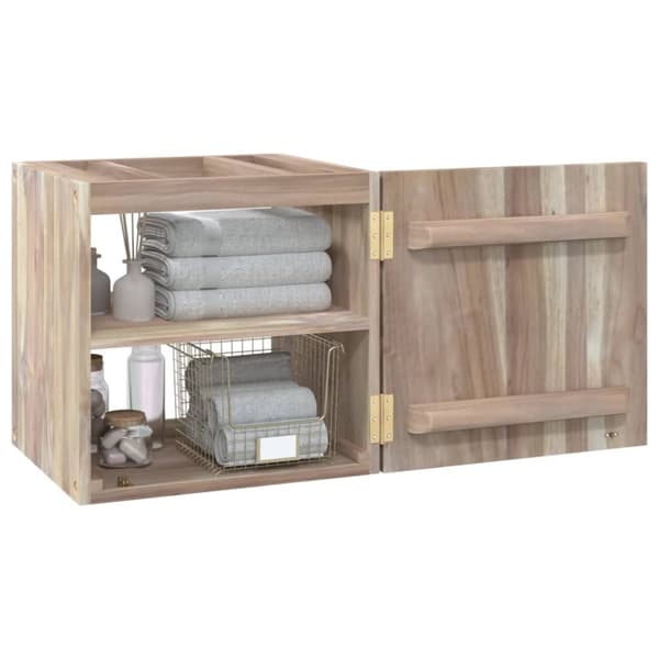 væghængt badeværelsesskab 41x38x40 cm massivt teaktræ