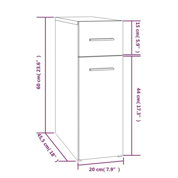 udtræksskab 20x45,5x60 cm konstrueret træ grå sonoma-eg