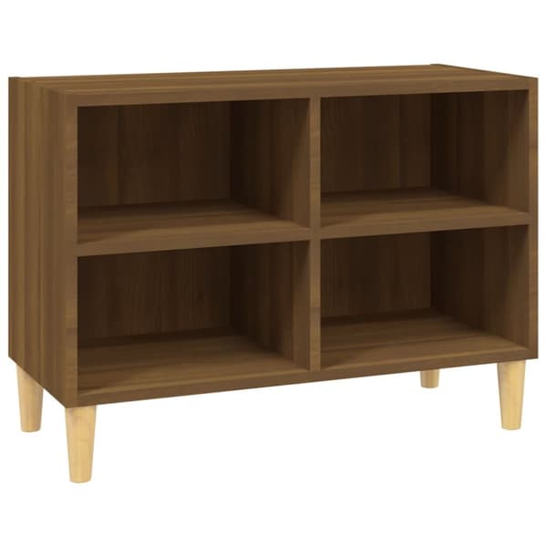 tv-bord med massive træben 69,5x30x50 cm brun eg